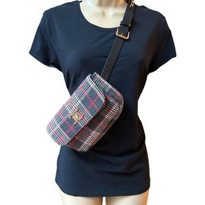 Juicy Couture Gray Plaid Chain Fanny Pack Belt Bag NWOT
